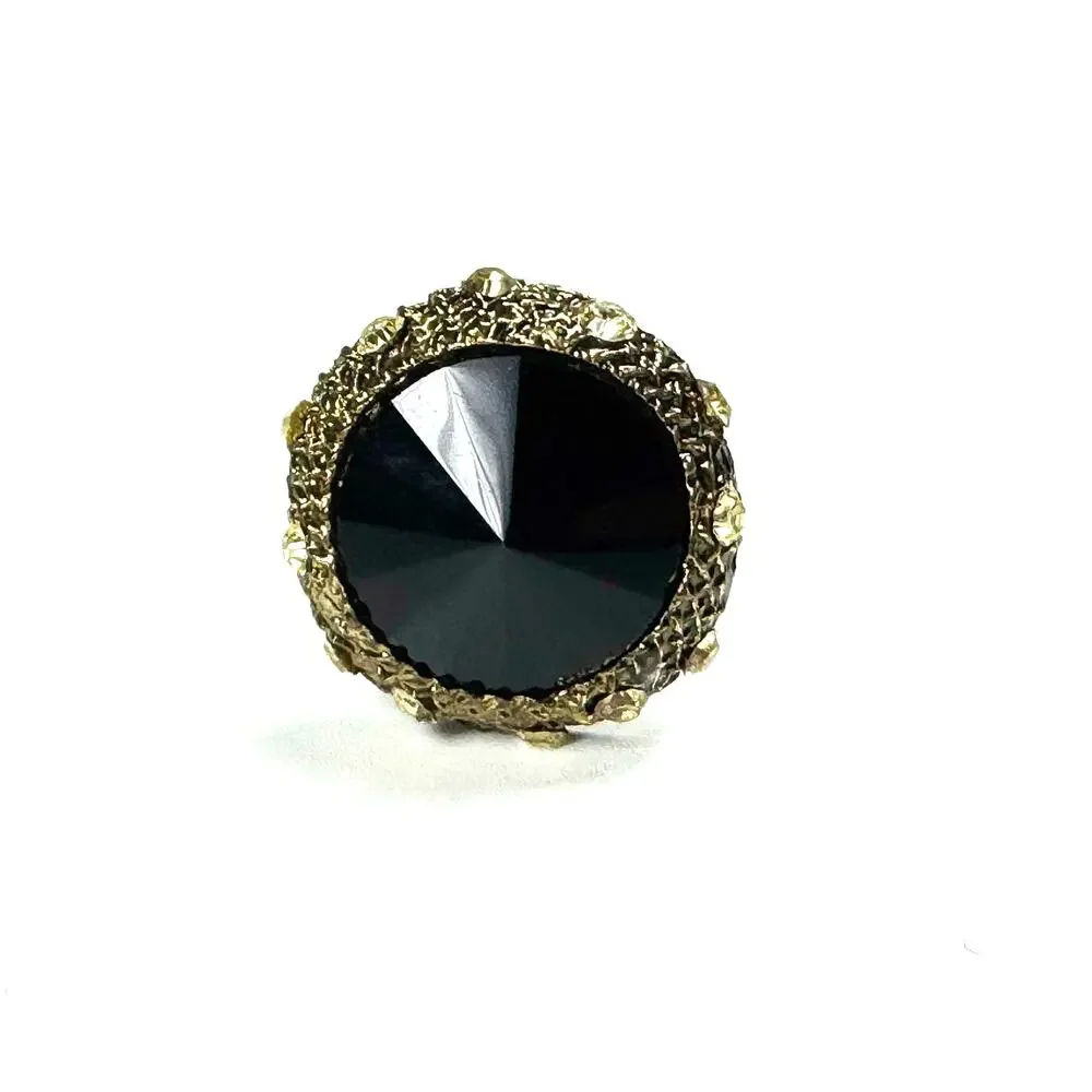 Unbranded Black Adjustable Costume Jewelry Ring Fits Size 5 Light Tarnishing